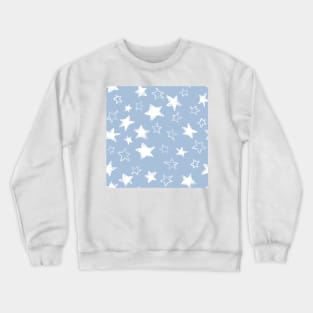 Holiday christmas watercolor white stars over sky light blue background Crewneck Sweatshirt